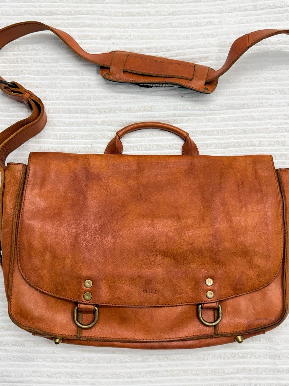 Will Leather Goods Cognac Brown Leather Messenger Bag / Satchel